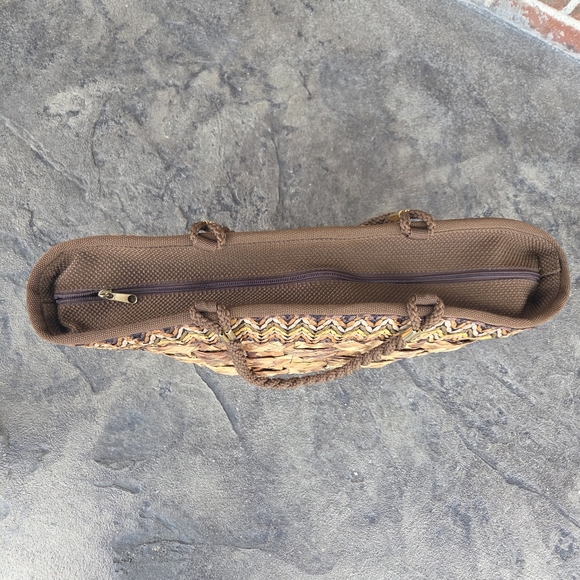 Creazioni Alma Vintage Italian Brown Straw Basketweave Raffia Tote Bag - Picture 5 of 7